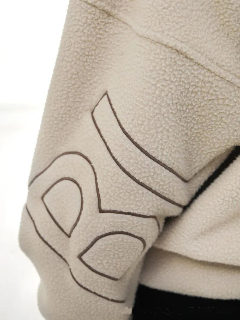 Casual women's top for autumn and winter, lambskin hoodie, fleece thermal sweatshirt, warm and trendy street sweatshirt