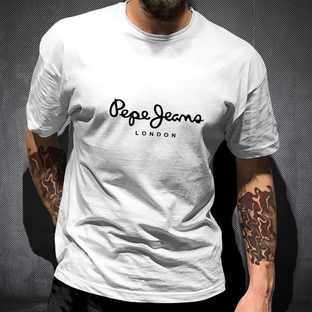 Newest Pepe Jeans London T Shirt Summer Men Short Sleeve Popular Fashion 100%Cotton Tops Trendy Streetwears Tees ClothingY2K