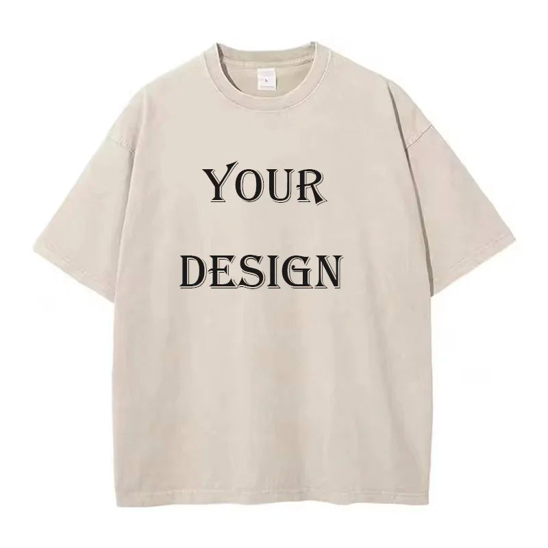 Unisex Cotton Washed Tshirt Customized Printed T Shirt Harajuku Top DIY Your Like Photo or Logo T-shirt Fashion Custom Top