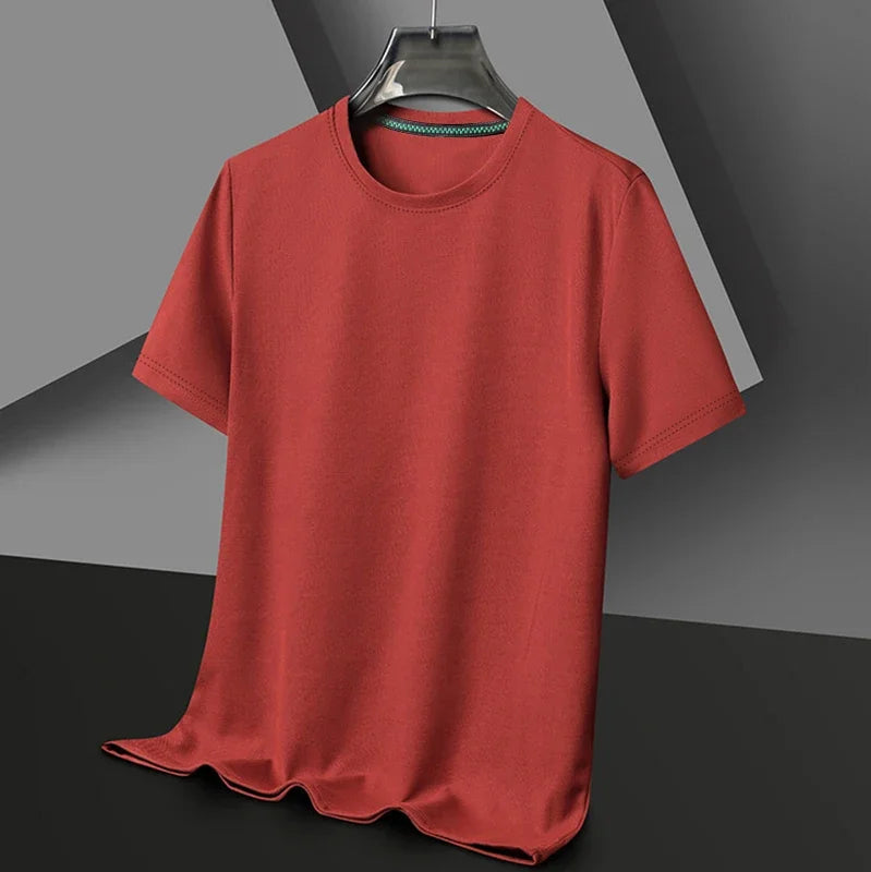 New Summer Waffle Round Neck Short Sleeved T-shirt for Men's Short Sleeved Top