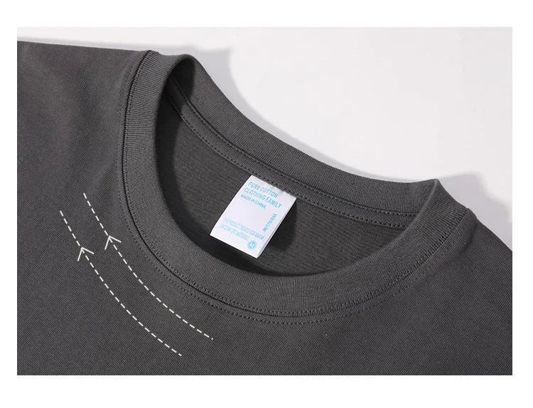 DIY LOGO Custom 300GSM 100% Cotton Heavyweight Autumn Long Sleeves T Shirt for Men Shirt O-Neck White Tops Oversized Men's