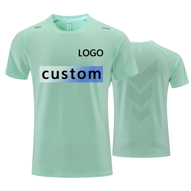 Custom LOGO Sports T-shirts For Men Jogging Shirt Fitness Training Gym Sportswear Casual Outdoor Running Short Sleeve T-shirt