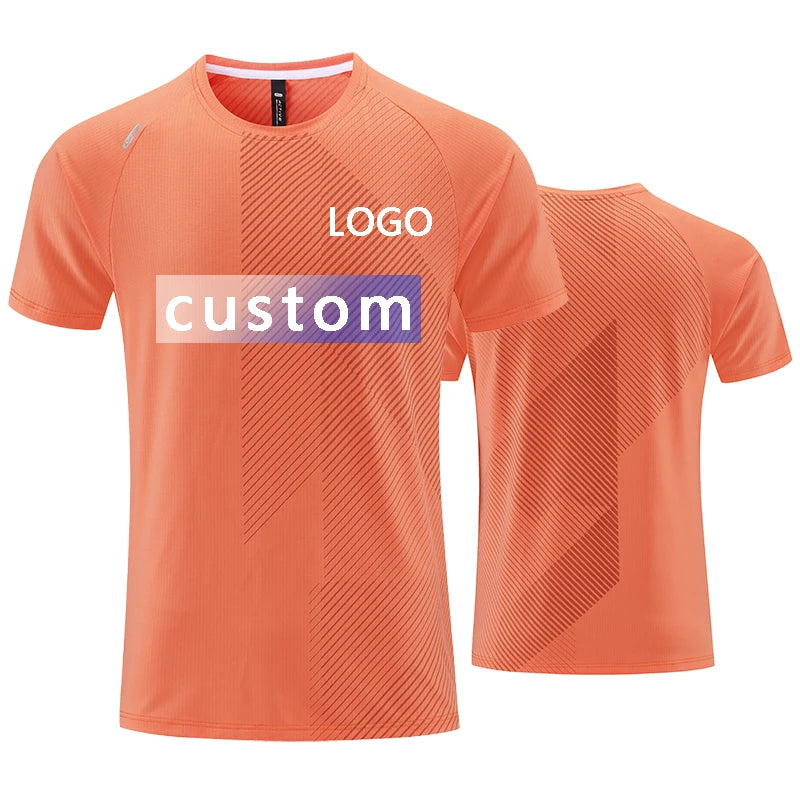 Custom LOGO Sports T-shirts For Men Jogging Shirt Fitness Training Gym Sportswear Casual Outdoor Running Short Sleeve T-shirt
