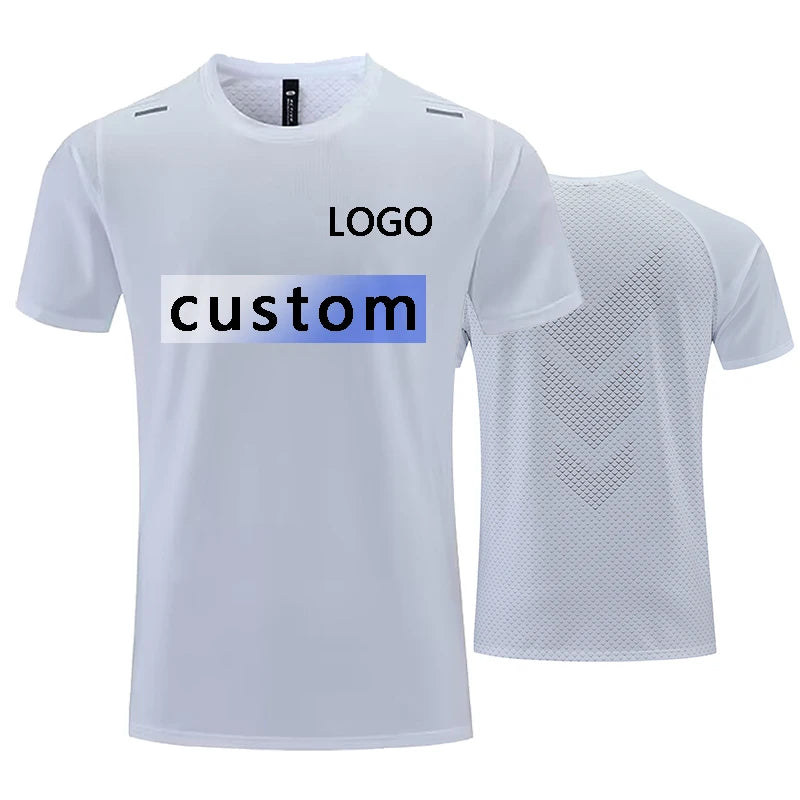 Custom LOGO Sports T-shirts For Men Jogging Shirt Fitness Training Gym Sportswear Casual Outdoor Running Short Sleeve T-shirt