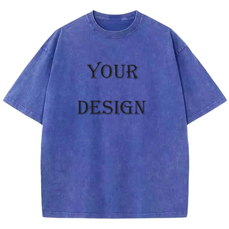 Unisex Cotton Washed Tshirt Customized Printed T Shirt Harajuku Top DIY Your Like Photo or Logo T-shirt Fashion Custom Top