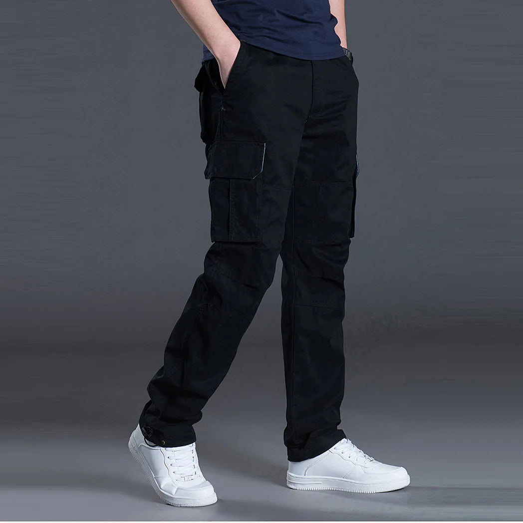 2025 Cotton Multi Flap Pockets Men's Straight Leg Cargo Pants Loose Casual Outdoor Pants Men's Work Pants For Hiking Tactical