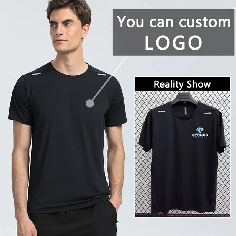 Custom LOGO Sports T-shirts For Men Jogging Shirt Fitness Training Gym Sportswear Casual Outdoor Running Short Sleeve T-shirt