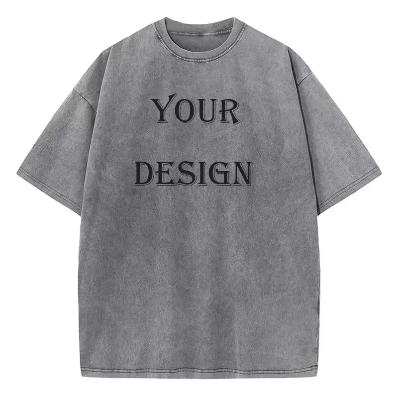 Unisex Cotton Washed Tshirt Customized Printed T Shirt Harajuku Top DIY Your Like Photo or Logo T-shirt Fashion Custom Top