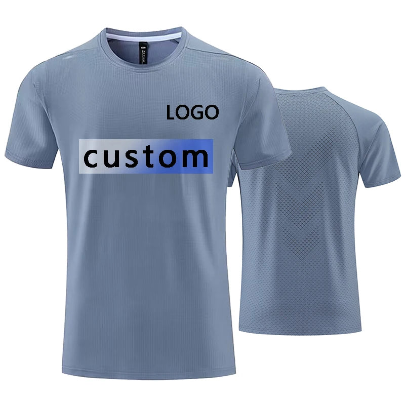 Custom LOGO Sports T-shirts For Men Jogging Shirt Fitness Training Gym Sportswear Casual Outdoor Running Short Sleeve T-shirt