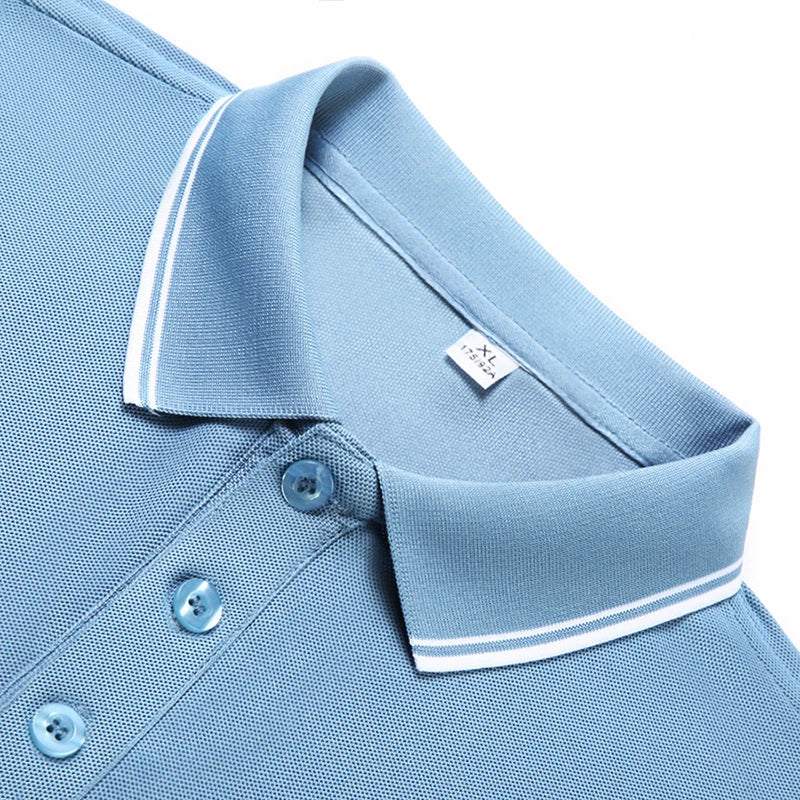 2025 New Men's Business Casual Short Sleeved Shirt Solid Color Polo Shirt Fashionable Breathable Comfortable Versatile Top