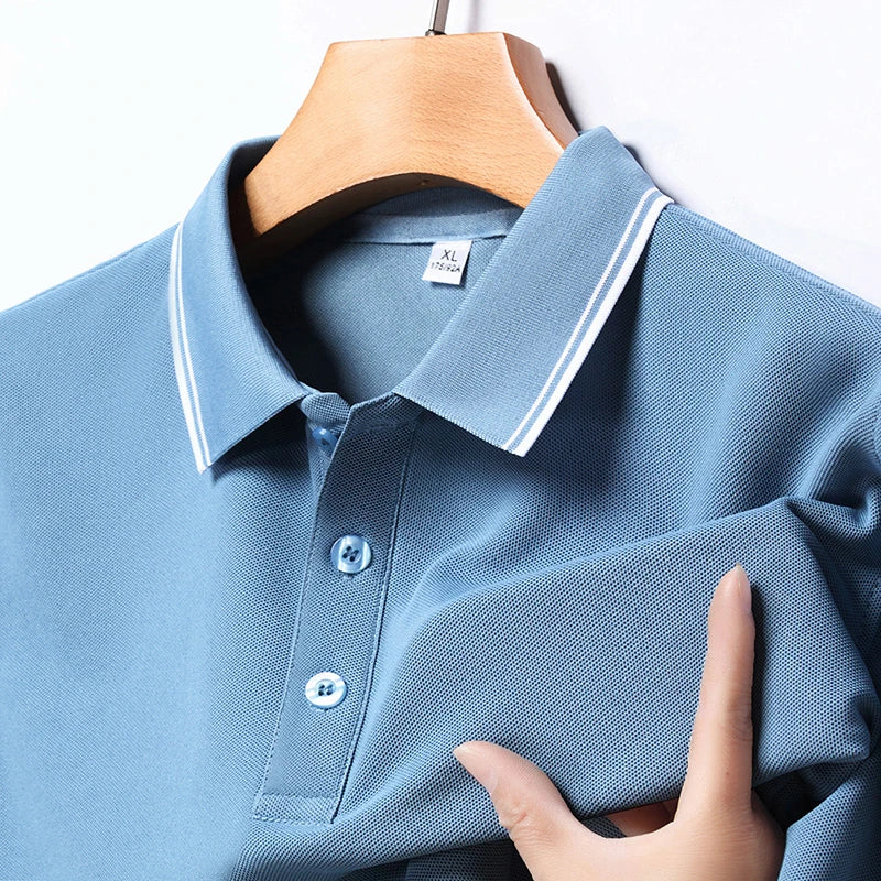 2025 New Men's Business Casual Short Sleeved Shirt Solid Color Polo Shirt Fashionable Breathable Comfortable Versatile Top