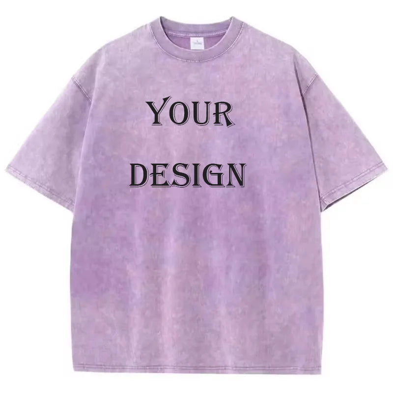 Unisex Cotton Washed Tshirt Customized Printed T Shirt Harajuku Top DIY Your Like Photo or Logo T-shirt Fashion Custom Top