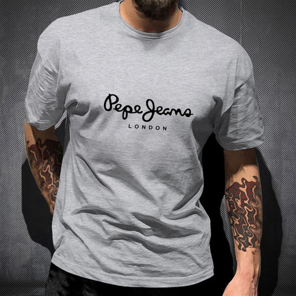 Newest Pepe Jeans London T Shirt Summer Men Short Sleeve Popular Fashion 100%Cotton Tops Trendy Streetwears Tees ClothingY2K