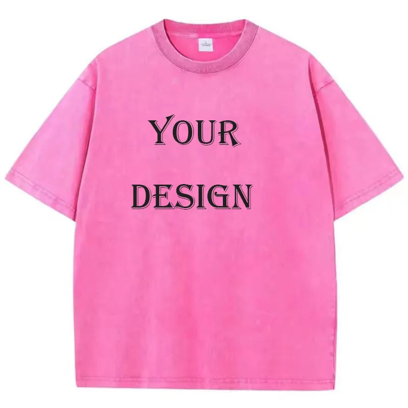 Unisex Cotton Washed Tshirt Customized Printed T Shirt Harajuku Top DIY Your Like Photo or Logo T-shirt Fashion Custom Top