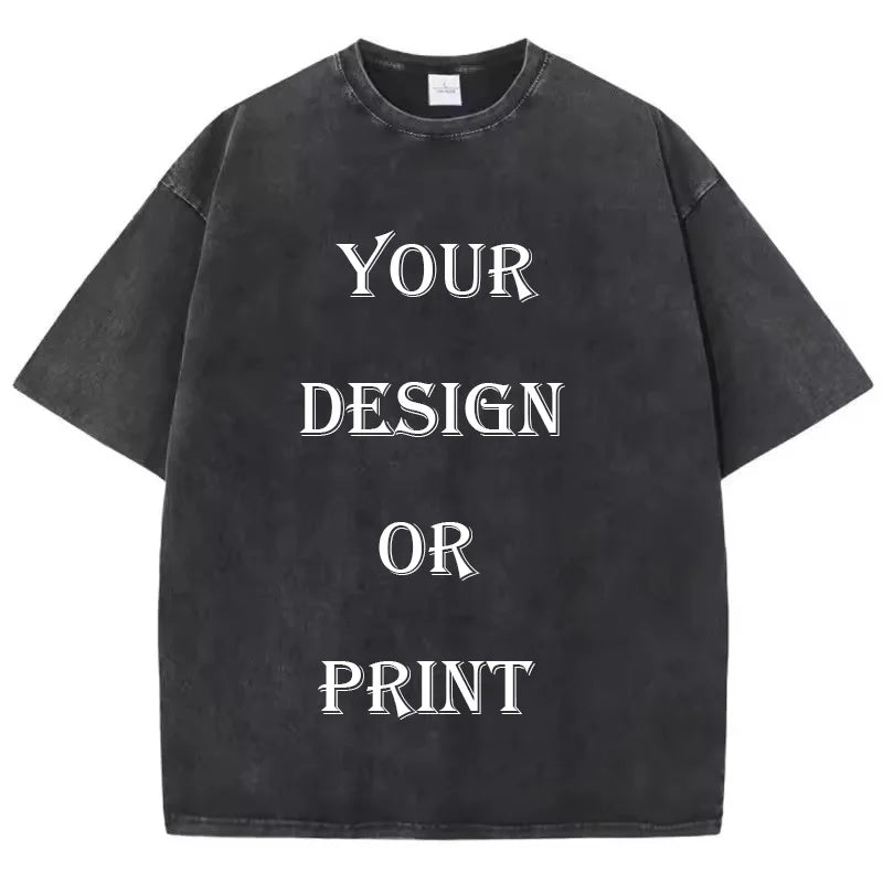 Unisex Cotton Washed Tshirt Customized Printed T Shirt Harajuku Top DIY Your Like Photo or Logo T-shirt Fashion Custom Top