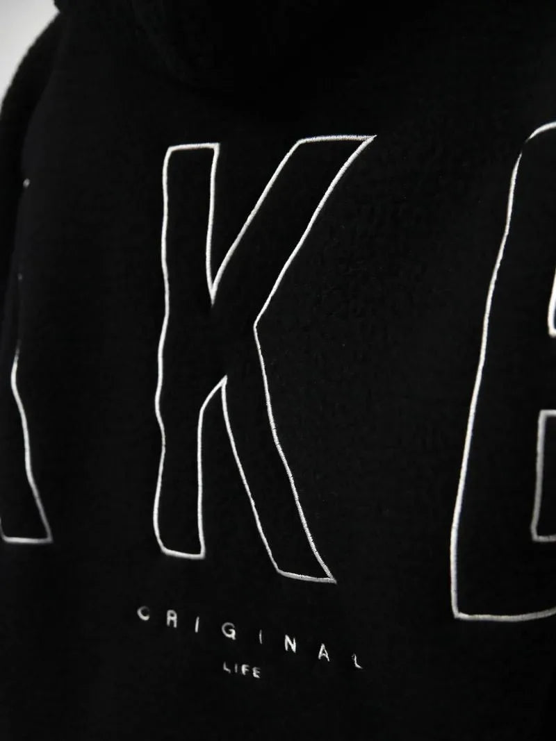 Casual women's top for autumn and winter, lambskin hoodie, fleece thermal sweatshirt, warm and trendy street sweatshirt