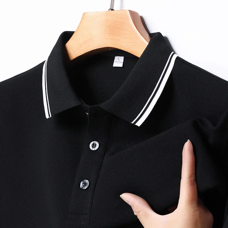 2025 New Men's Business Casual Short Sleeved Shirt Solid Color Polo Shirt Fashionable Breathable Comfortable Versatile Top