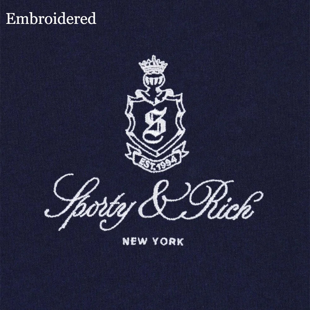 Autumn New Arrive Vintage Unisex Sport Club Embroidered Sweatshirt Navy Oversize Cotton Crewneck Pullover Street Fashion Jumpers