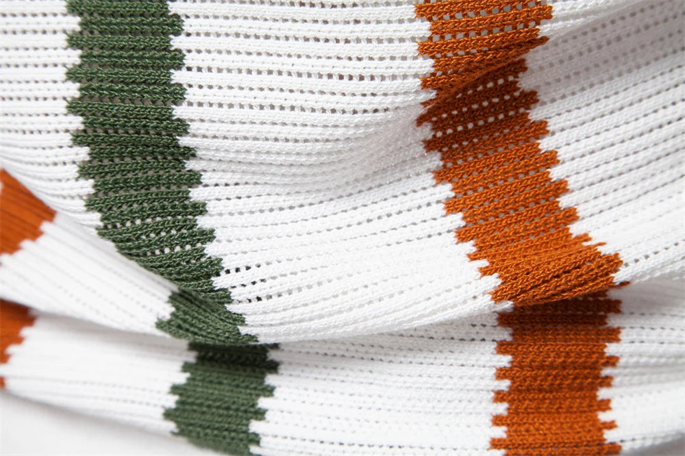 AIOPESON Men's Ribbed Knit Polo Shirt For Breathable Striped Casual Wear with Comfortable Collar High quality Male Polo Shirt