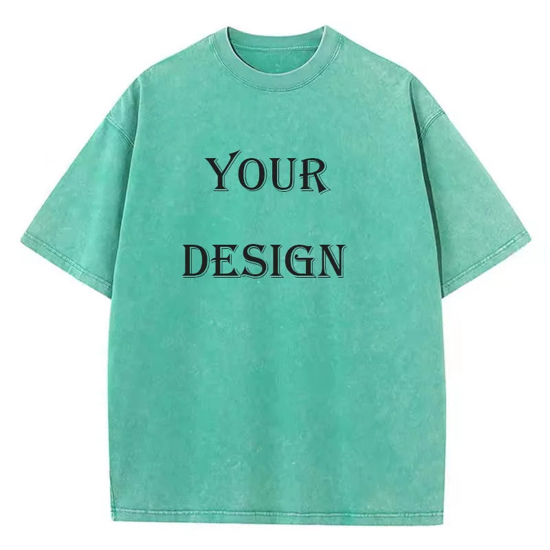 Unisex Cotton Washed Tshirt Customized Printed T Shirt Harajuku Top DIY Your Like Photo or Logo T-shirt Fashion Custom Top